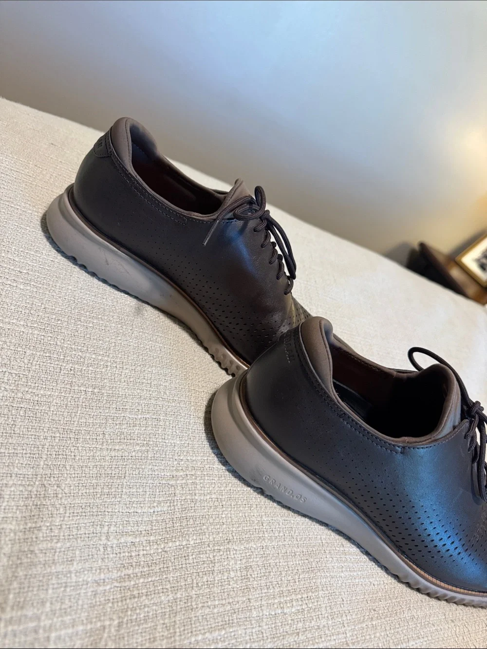 Cole Haan Grand.OS Men’s Brown Leather Perforated Oxford Shoes